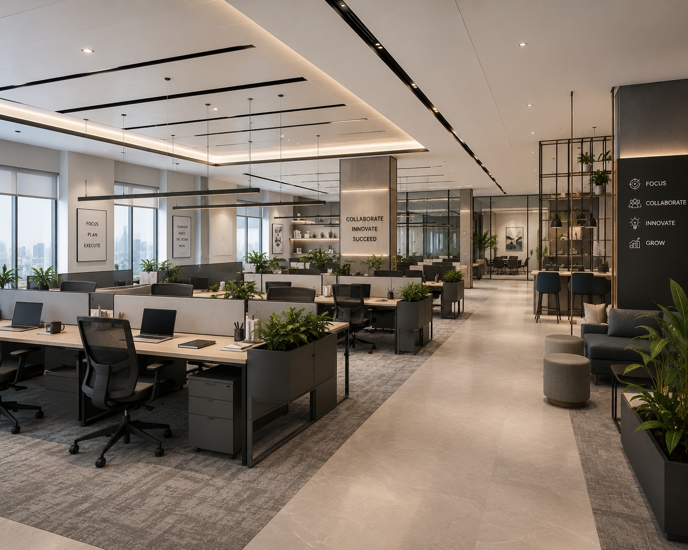 Open Workstation Planning by Saffron Interior Design