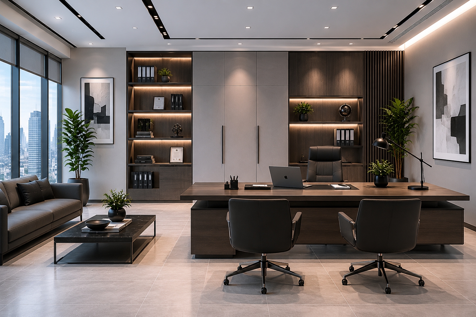 Director Room & Storage Wall by Saffron Interior Design