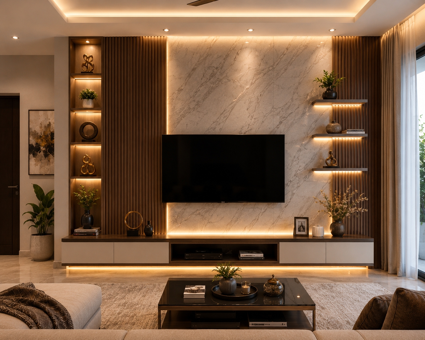 TV Unit & Feature Wall by Saffron Interior Design