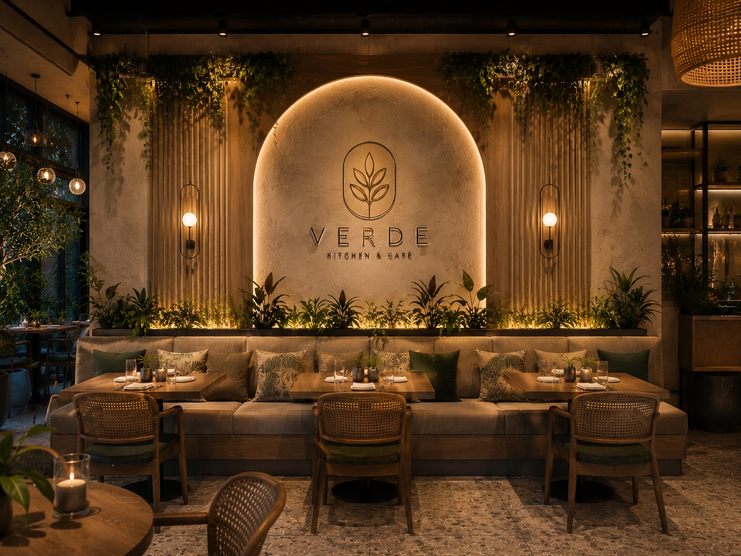 Restaurant Feature Wall by Saffron Interior Design
